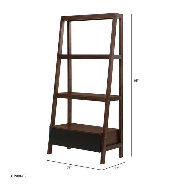 English Elm 32x17x68" Acacia Wood Ladder Bookshelf Open Display Unit for Living Room or Office W2078P174875