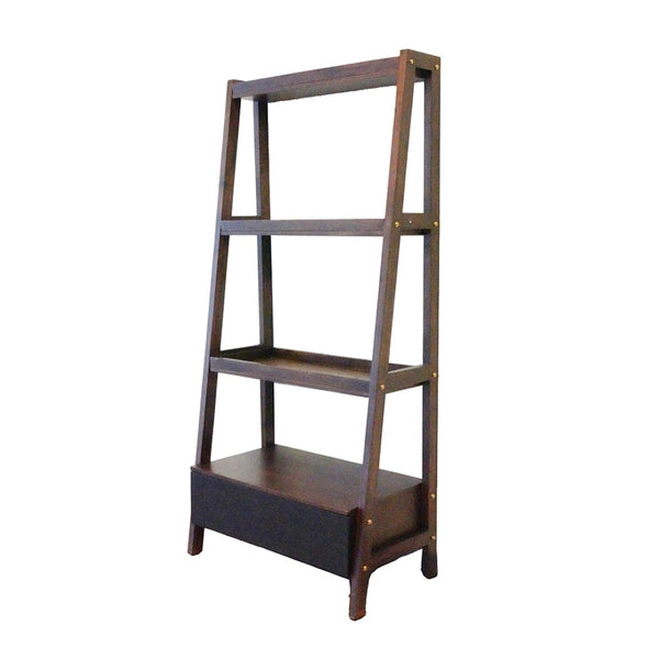 English Elm 32x17x68" Acacia Wood Ladder Bookshelf Open Display Unit for Living Room or Office W2078P174875