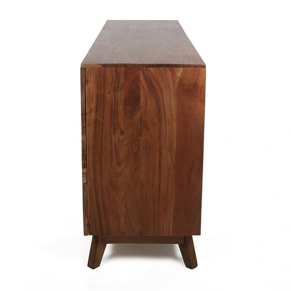 English Elm 59x16.5x31" Acacia Wood Six Drawer Sideboard Live Edge Credenza for Dining Room W2078P174901