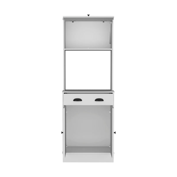 English Elm White Elegant Kitchen Pantry Cabinet With Microwave Shelf, Storage Solutions For Modern Homes B062P175030-GIGA