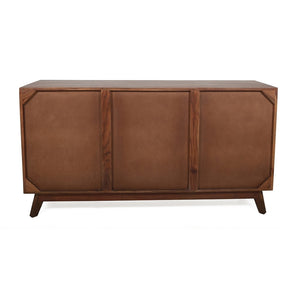 English Elm 59x16.5x31" Acacia Wood Six Drawer Sideboard Live Edge Credenza for Dining Room W2078P174901