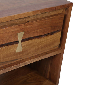 English Elm 19.5x15.5x21.5" Asther Solid Acacia Wood Nightstand with Drawer and Open Shelf W2078P174927