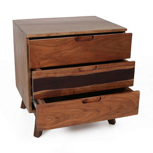 English Elm 21.5x16.5x23" Solid Acacia Wood Nightstand Live Edge Side Table Rustic Modern W2078P174892