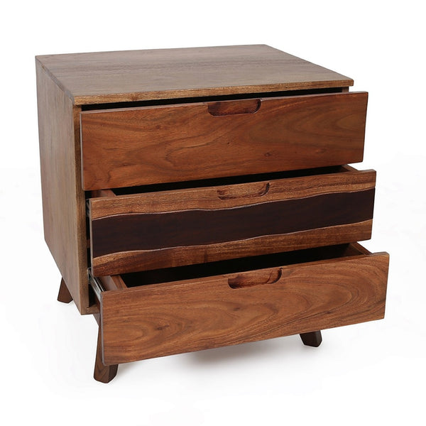 English Elm 21.5x16.5x23" Solid Acacia Wood Nightstand Live Edge Side Table Rustic Modern W2078P174892