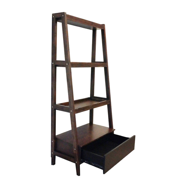 English Elm 32x17x68" Acacia Wood Ladder Bookshelf Open Display Unit for Living Room or Office W2078P174875