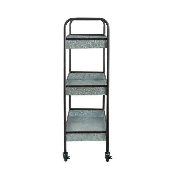 English Elm 35x12.5x40" Galvanized Steel Three Tier Open Shelf for Entryway Mudroom Rustic Storage W2078P174879