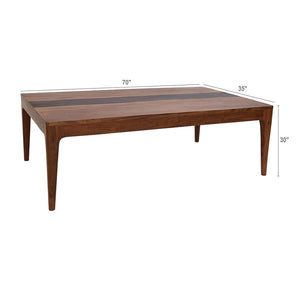 English Elm 70x35x30" Solid Acacia Live Edge Dining Table Seats Six Rustic Modern Rectangle W2078P174908