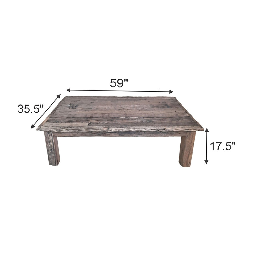 English Elm 59x35.5x17.5" Reclaimed Wood Coffee Table Rustic Farmhouse Living Room Accent W2078P174929