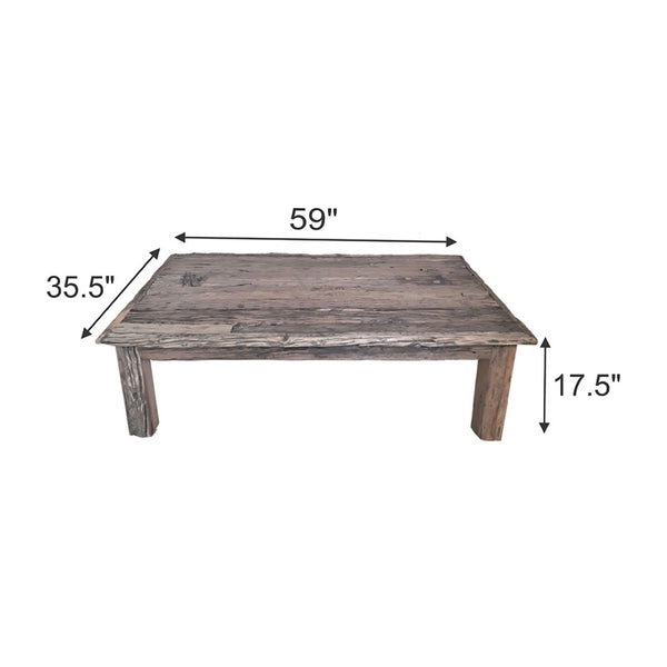 English Elm 59x35.5x17.5" Reclaimed Wood Coffee Table Rustic Farmhouse Living Room Accent W2078P174929