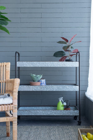 English Elm 35x12.5x40" Galvanized Steel Three Tier Open Shelf for Entryway Mudroom Rustic Storage W2078P174879
