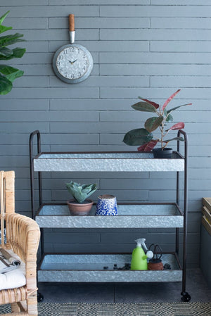 English Elm 35x12.5x40" Galvanized Steel Three Tier Open Shelf for Entryway Mudroom Rustic Storage W2078P174879