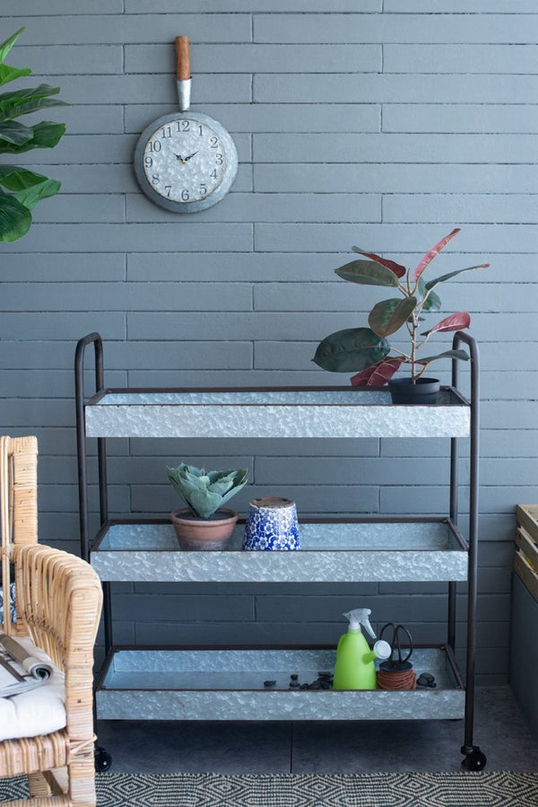 English Elm 35x12.5x40" Galvanized Steel Three Tier Open Shelf for Entryway Mudroom Rustic Storage W2078P174879