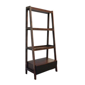 English Elm 32x17x68" Acacia Wood Ladder Bookshelf Open Display Unit for Living Room or Office W2078P174875