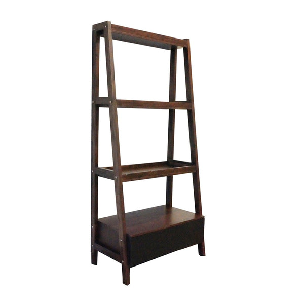 English Elm 32x17x68" Acacia Wood Ladder Bookshelf Open Display Unit for Living Room or Office W2078P174875