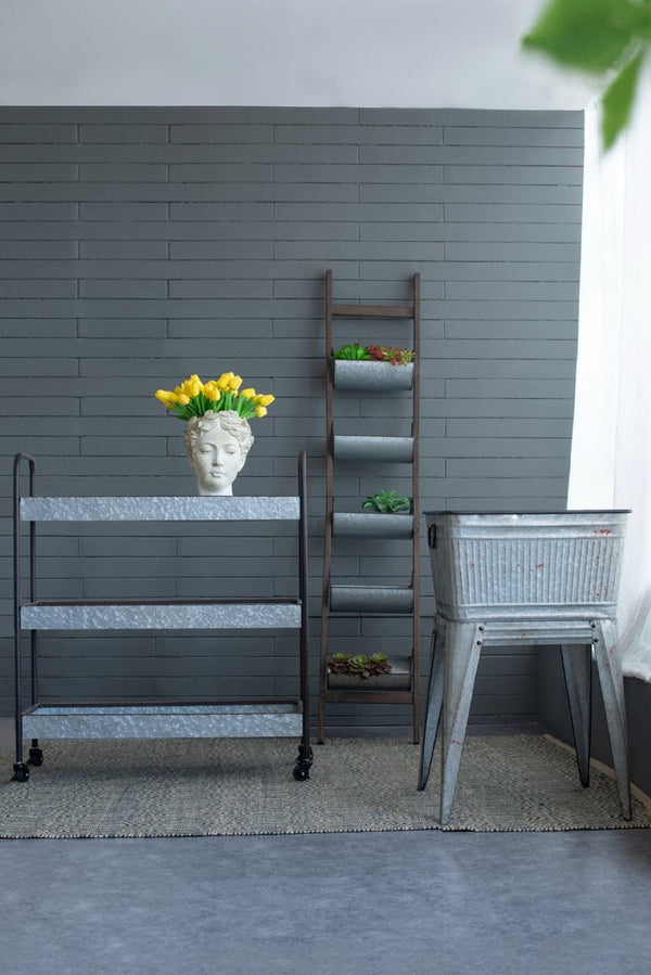 English Elm 35x12.5x40" Galvanized Steel Three Tier Open Shelf for Entryway Mudroom Rustic Storage W2078P174879