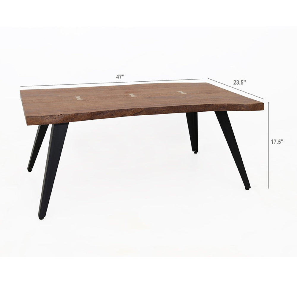 English Elm 47x23.5x17.5" Ramirez Solid Acacia Wood Coffee Table Mid-century Iron Leg Living Room W2078P175283