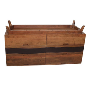 English Elm 59x16.5x31" Acacia Wood Six Drawer Sideboard Live Edge Credenza for Dining Room W2078P174901