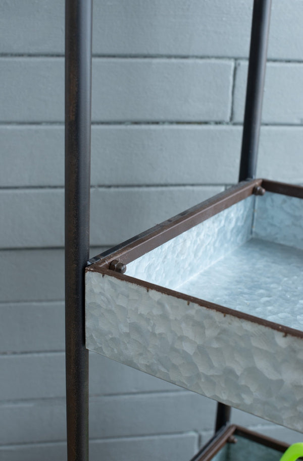 English Elm 35x12.5x40" Galvanized Steel Three Tier Open Shelf for Entryway Mudroom Rustic Storage W2078P174879