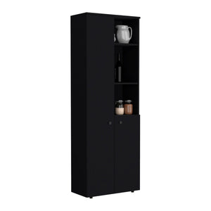 English Elm Grace Wenge Black 2-Door Kitchen Cabinet with 8 Shelves, Open & Closed Storage, Durable Wood Elegance B062P175032