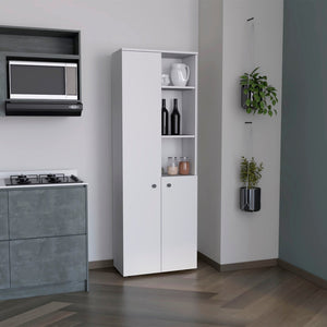 English Elm White Multi-Storage Kitchen Cabinet With Open Shelves & Closed Doors For Stylish Organization Solutions B062P175031-GIGA