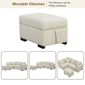 English Elm 82.6" Jacquard Sleeper Sectional with Usb Charging Ottoman Storage Modern Studio SG001440AAA