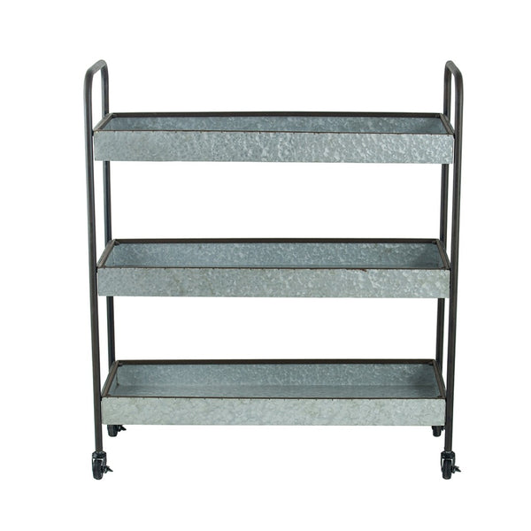 English Elm 35x12.5x40" Galvanized Steel Three Tier Open Shelf for Entryway Mudroom Rustic Storage W2078P174879