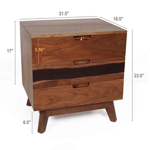 English Elm 21.5x16.5x23" Solid Acacia Wood Nightstand Live Edge Side Table Rustic Modern W2078P174892