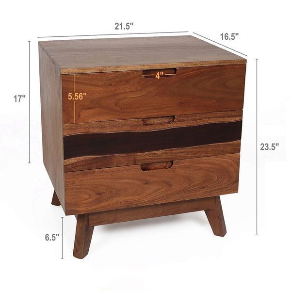 English Elm 21.5x16.5x23" Solid Acacia Wood Nightstand Live Edge Side Table Rustic Modern W2078P174892