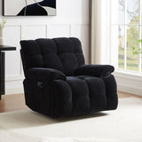 English Elm 360 Degree Swivel Fabric Single Sofa Heavy Duty Reclining Chair For Living Room, Black