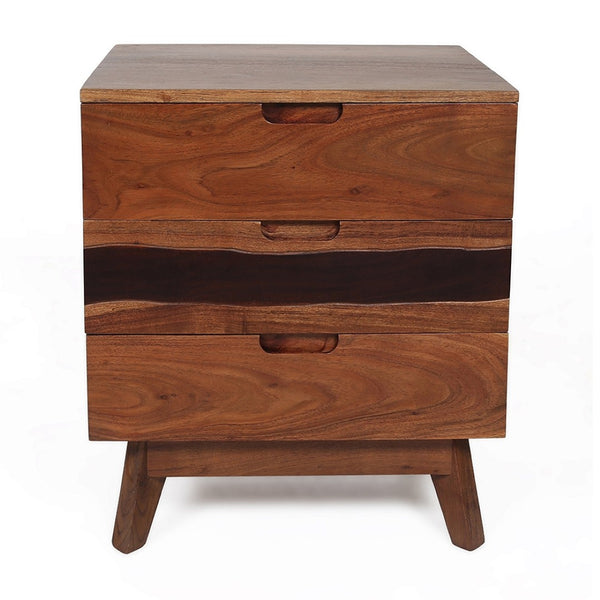 English Elm 21.5x16.5x23" Solid Acacia Wood Nightstand Live Edge Side Table Rustic Modern W2078P174892