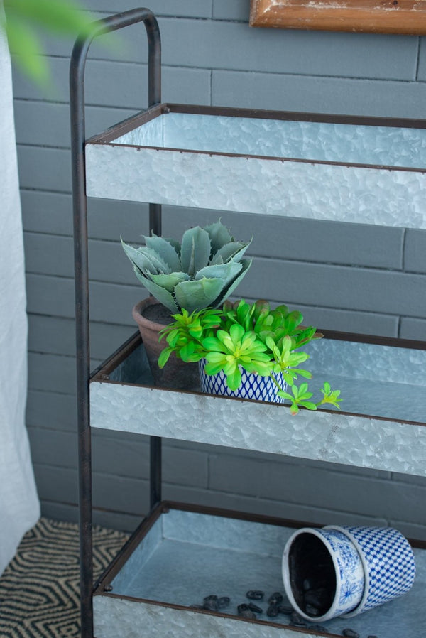 English Elm 35x12.5x40" Galvanized Steel Three Tier Open Shelf for Entryway Mudroom Rustic Storage W2078P174879