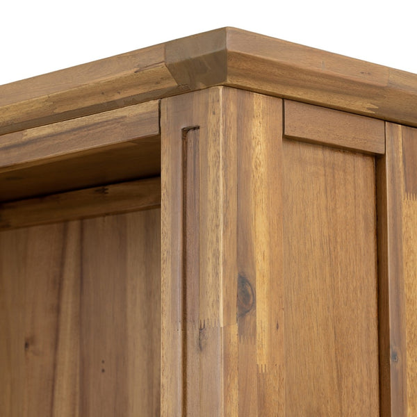 English Elm 35.5x12x71" Acacia Wood Bookcase with Woven Hyacinth Shelves for Farmhouse Living W2078P175455