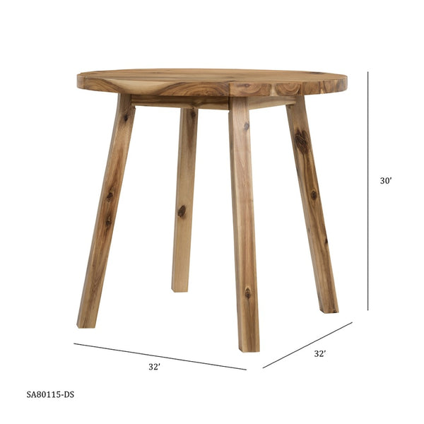 English Elm D32x30" Solid Acacia Round Dining Table Compact Hardwood for Breakfast Nooks W2078P175478