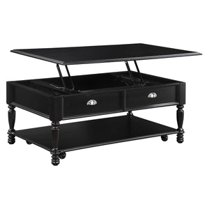 English Elm Classic Lewiston 3pc Occasional Table Set in Gray Finish with Arts & Crafts Slat Design, Shelf Storage Black 50.5 L x 31.5 W x 14 H B011P175459
