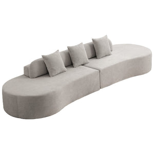 English Elm [New] Modern Curved Combination Sofa In Soft Terrycloth - Minimalist Design With 3 Pillows Included! W2108S00024-GIGA