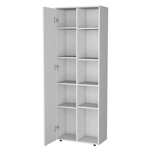 English Elm White 1-Door Multistorage Kitchen Pantry with 10 Shelves, Stable Legs, Compact 66.9"H x 23.6"W x11.8"D B062P175071