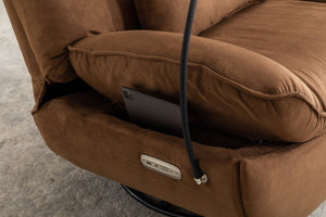 English Elm Power Recliner 270° Swivel Glider Bluetooth Music Player USB Charger Phone Holder Snack Storage Luxurious Models for Sleep Work Game Comfort W1752P170266