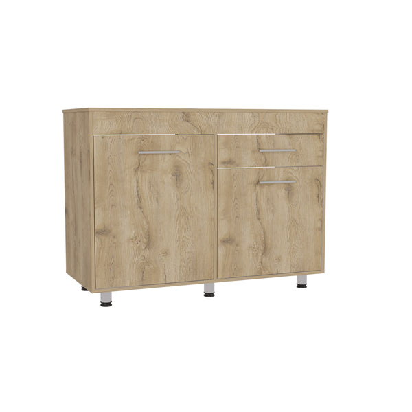 English Elm Orion Utility Base Cabinet White Macadamia - One Drawer Double Door, Easy-Assemble, Modern Classic Design B070S00148