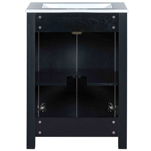 English Elm 48" Vintage Style Bathroom Vanity Cabinet with Ceramic Sink, Soft-Close Doors, Adjustable Shelf, Espresso Finish N729P000003P