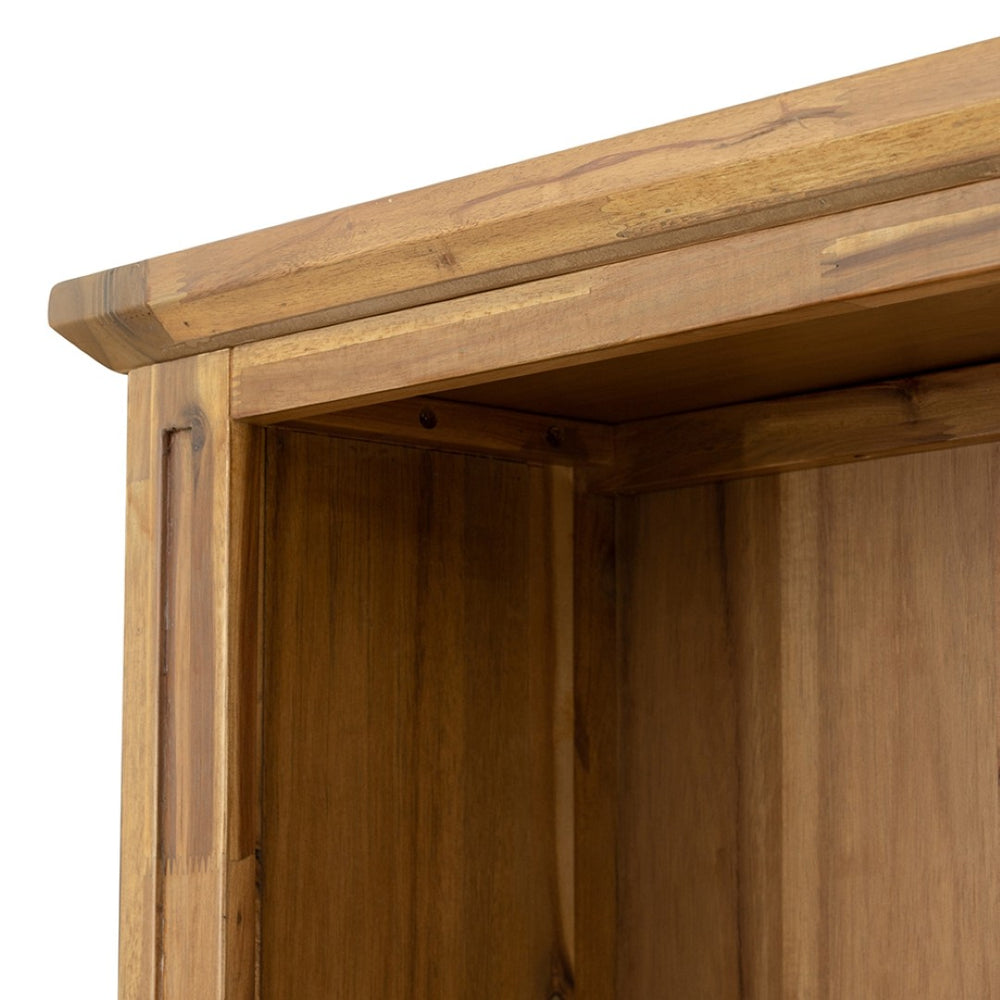 English Elm 35.5x12x71" Acacia Wood Bookcase with Woven Hyacinth Shelves for Farmhouse Living W2078P175455