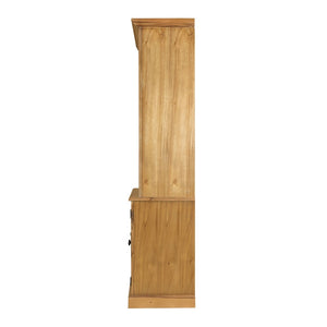 English Elm 53x19x83" Tall Farmhouse Cabinet Solid Acacia Wood Grain Vertical Storage Entryway Natural Wood+Brown W2078S00010