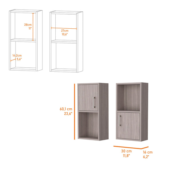 English Elm White Oak Twin Bathroom Medicine Cabinets with Open Shelf, White Oak Finish, Discreet Handles, Compact Storage B062P175074