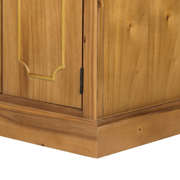 English Elm 53x19x83" Tall Farmhouse Cabinet Solid Acacia Wood Grain Vertical Storage Entryway Natural Wood+Brown W2078S00010