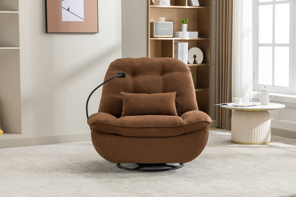 English Elm Power Recliner 270° Swivel Glider Bluetooth Music Player USB Charger Phone Holder Snack Storage Luxurious Models for Sleep Work Game Comfort W1752P170266