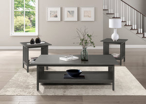 English Elm Classic Lewiston 3pc Occasional Table Set in Gray Finish with Arts & Crafts Slat Design, Shelf Storage Antique Gray 50.5 L x 26 W x 7.25 H B011P175443