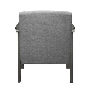 English Elm Gray Lewiston Accent Chair Antique Gray Solid Wood Mission Arms Vertical Slat Design, Linen-Like Upholstery, 27.5x31x32" B011P175437