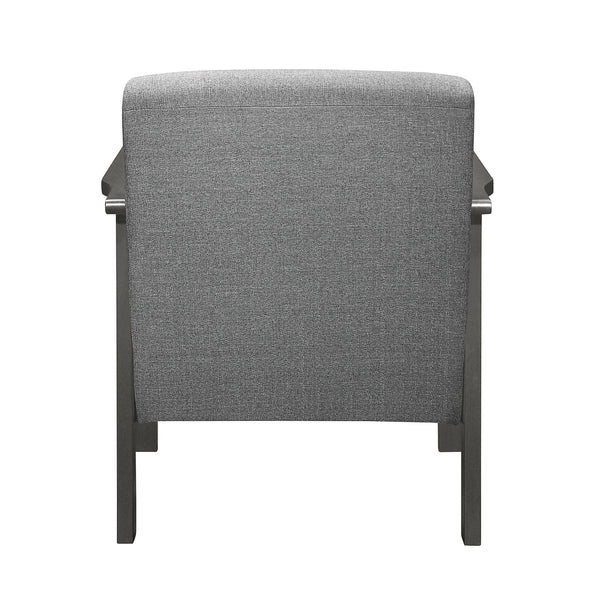 English Elm Gray Lewiston Accent Chair Antique Gray Solid Wood Mission Arms Vertical Slat Design, Linen-Like Upholstery, 27.5x31x32" B011P175437