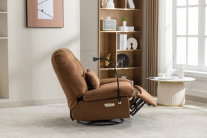 English Elm Power Recliner 270° Swivel Glider Bluetooth Music Player USB Charger Phone Holder Snack Storage Luxurious Models for Sleep Work Game Comfort W1752P170266