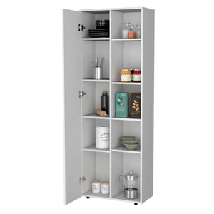 English Elm White 1-Door Multistorage Kitchen Pantry with 10 Shelves, Stable Legs, Compact 66.9"H x 23.6"W x11.8"D B062P175071