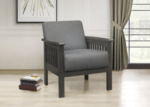 English Elm Gray Lewiston Accent Chair Antique Gray Solid Wood Mission Arms Vertical Slat Design, Linen-Like Upholstery, 27.5x31x32" B011P175437